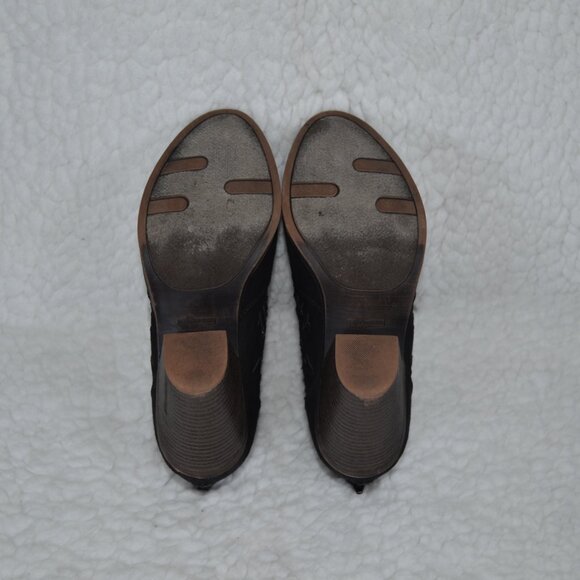 Fergalicious Black woven ankle booties, "wanderer" block heel boots 8.5 - Picture 8 of 13